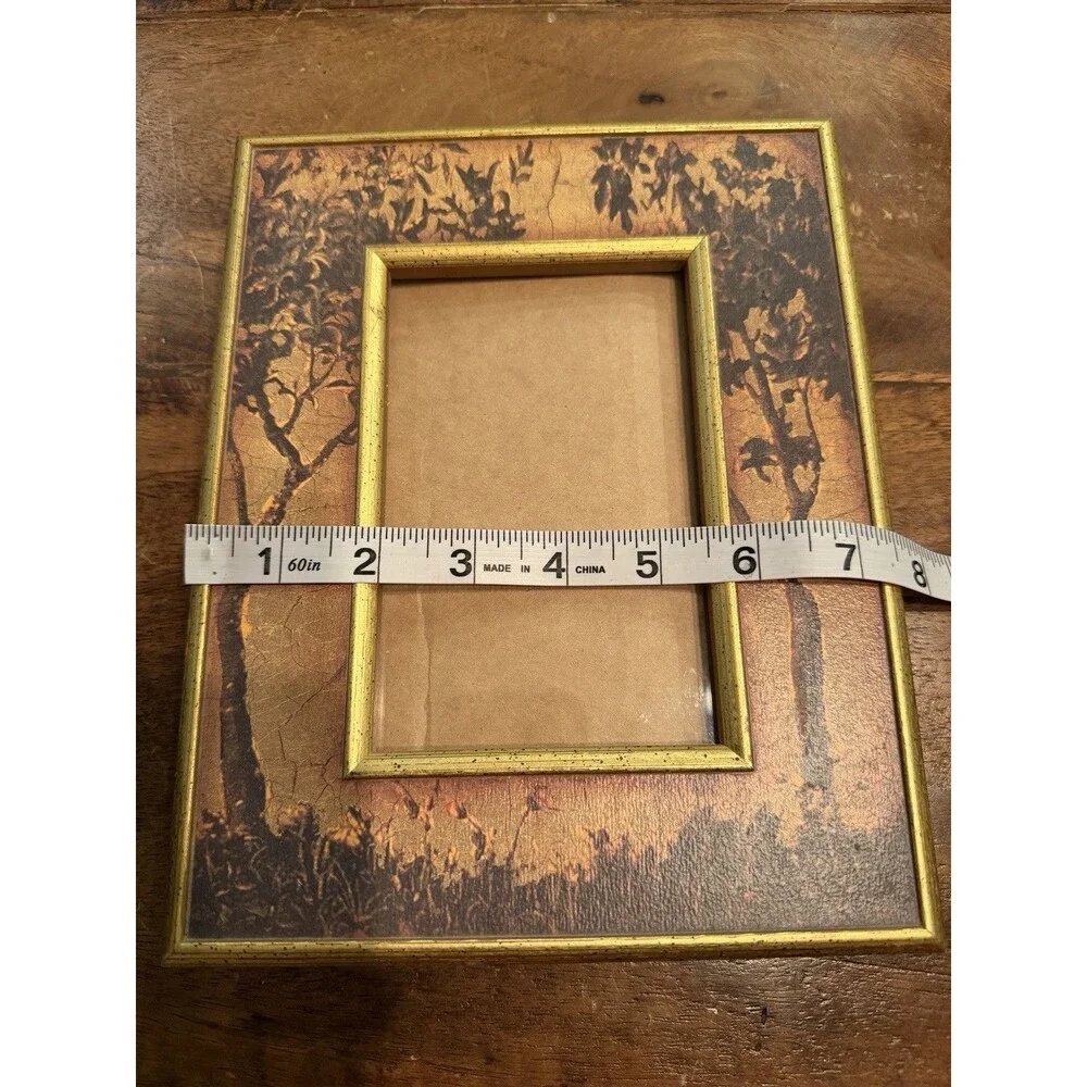 Gorgeous Florentine Style 7.5x10” Frame Holds 3x5” Picture Tan Green Brown Gold